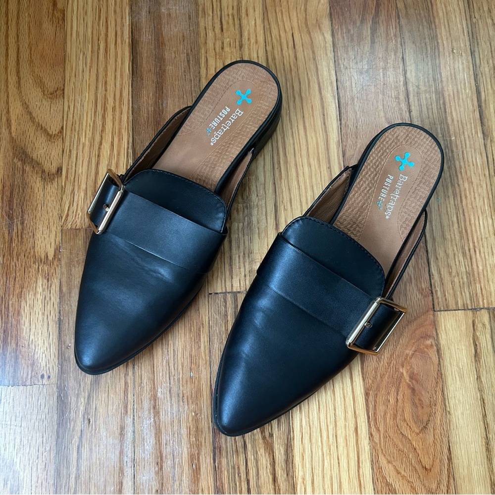 Flat Mules Slip On Shoes Size 7M Baretraps Black